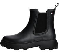 Tommy Hilfiger Women’s Flag Ankle Rain Boots with Warm Lining, Black (Black), 3.5