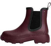 Tommy Hilfiger Women’s Flag Ankle Rain Boots with Warm Lining, Red (Rosewood Brown), 5