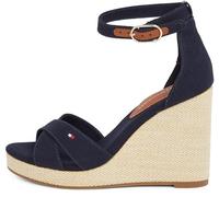 Tommy Hilfiger Women’s Flag Crossover High Wedge Sandals with Ankle Straps, Blue (Space Blue), 6.5