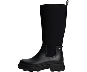 Tommy Hilfiger Women’s Flag Long Rain Boots with Warm Lining, Black (Black), 6