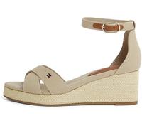 TOMMY HILFIGER Women’s Flag Wedge Espadrilles with Ankle Straps, Beige (Horseradish), 5