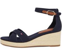 TOMMY HILFIGER Women’s Flag Wedge Espadrilles with Ankle Straps, Blue (Space Blue), 7