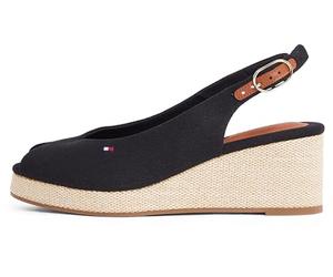 Tommy Hilfiger Women’s Flag Wedge Slingback Espadrilles with Adjustable Straps, Black (Black), 7