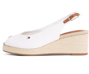 Tommy Hilfiger Women’s Flag Wedge Slingback Espadrilles with Adjustable Straps, White (Ecru), 6.5