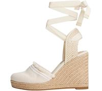 Tommy Hilfiger Women’s Fringe Canvas Espadrilles with Wedge Heel, Off-White (Muslin), 6.5