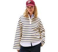 Tommy Hilfiger Women’s Gold Button Terry Rugby Shirt with Pointed Collar, Multicolor (Country Ivory/Dark Night Navy Stp), M
