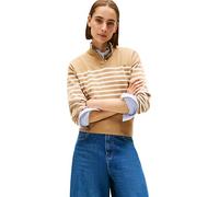 Tommy Hilfiger Women’s Jersey Gold Jumper with Mock Neck, Beige (Placed Thin Beige Stp Sweaters), L