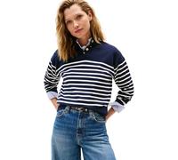 Tommy Hilfiger Women’s Jersey Gold Jumper with Mock Neck, Blue (Placed Thin White STP Sweaters), L