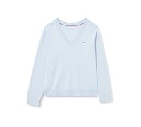 Tommy Hilfiger Women’s Jersey Stitch V-Neck Jumper, Blue (Breezy Blue), 18