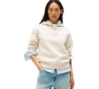 Tommy Hilfiger Women’s Logo Hoodie, Off-White (Heather Oatmilk), XL