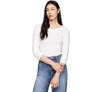 Tommy Hilfiger Women’s Long Sleeve Round Neck Slim Fit Top, White (Ecru), M