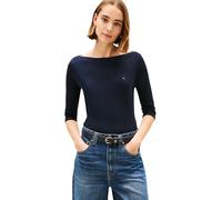 Tommy Hilfiger Women's Long Sleeve Slim Fit Boat Neck Top, Blue (Nos Desert Sky), XS