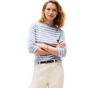 Tommy Hilfiger Women’s Long Sleeve Slim Fit New Cody Top with Boat Neck, Multicolor (Brisk Blue/Ecru STP), S