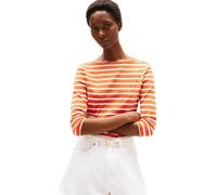 Tommy Hilfiger Women’s Long Sleeve Slim Fit New Cody Top with Boat Neck, Multicolor (Classic Breton Orange/ECU), L