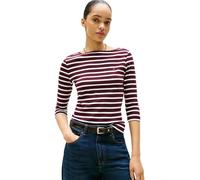 Tommy Hilfiger Women’s Long Sleeve Slim Fit New Cody Top with Boat Neck, Multicolor (Deep Burgundy/Ecru STP), XXL