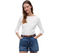 Tommy Hilfiger Women’s Long Sleeve Slim Fit New Cody Top with Boat Neck, White (Nos Ecru), L