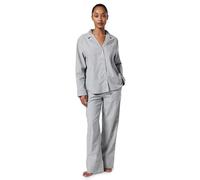 Tommy Hilfiger Women’s Long Striped Pyjama Set, Grey (Thin Stripe Light Grey), XS