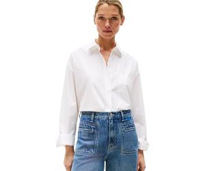 Tommy Hilfiger Women’s New Easy Oversized Poplin Shirt, White (Th Optic White), 12
