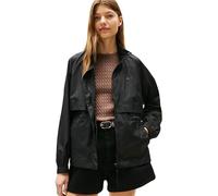 Tommy Hilfiger Women’s Nylon Packaway Windbreaker with Zip, Black (Black), L