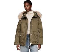 Tommy Hilfiger Women’s Padded Parka with Fur and Button Placket, Multicolor (Army Green), XL