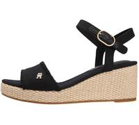Tommy Hilfiger Women’s Sandals Woven Fringe with Wedge Heel, Black (Black), 4