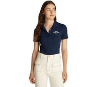 Tommy Hilfiger Women’s Script Graphic Slim Fit Short Sleeve Polo Shirt, Blue (Dark Night Navy), L