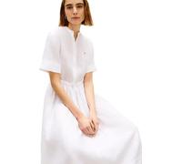 Tommy Hilfiger Women’s Shirt Dress Linen Midi with Button Placket, White (Th Optic White), XL
