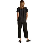 Tommy Hilfiger Women’s Short Sleeve Collarless Linen Blouse, Black (Black), 12