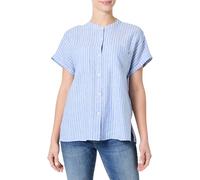 Tommy Hilfiger Women’s Short Sleeve Collarless Linen Blouse, Blue (Multiple STP/Blue Spell), 8