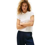 Tommy Hilfiger Women’s Short Sleeve Gold Button Slim Fit T-Shirt with Stretch, White (Ivory Silk), XXXL