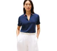 Tommy Hilfiger Women’s Short Sleeve Lyocell Tipping Polo Shirt Without Button Placket, Blue (Dark Night Navy), S