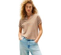 Tommy Hilfiger Women’s Short Sleeve Lyocell Tipping Polo Shirt Without Button Placket, Multicolor (Hickory/Ecru STP), L