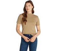 Tommy Hilfiger Women’s Short Sleeve Mock Neck Slim Cody Crop T-Shirt, Beige (Safari Canvas), S