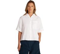 Tommy Hilfiger Women’s Short Sleeve Relaxed Fit Linen Shirt, White (Th Optic White), 14