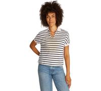 Tommy Hilfiger Women’s Short Sleeve Relaxed Lyocell Polo Shirt Without Button Placket, Multicolor (Calico/Dark Night Navy STP), L
