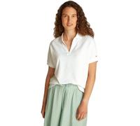 Tommy Hilfiger Women’s Short Sleeve Relaxed Lyocell Polo Shirt Without Button Placket, White (Ecru), S