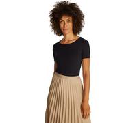 Tommy Hilfiger Women’s Short Sleeve Ribbed 5X2 Slim Fit T-Shirt, Black (Black), L