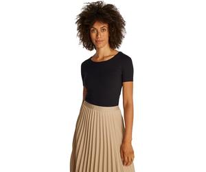 Tommy Hilfiger Women’s Short Sleeve Ribbed 5X2 Slim Fit T-Shirt, Black (Black), XS