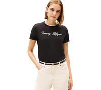 Tommy Hilfiger Women’s Short Sleeve Round Neck Regular Script T-Shirt, Black (Nos Black), L