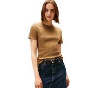 Tommy Hilfiger Women’s Short Sleeve Round Neck Slim Cody T-Shirt, Brown (Hunter Brown), L
