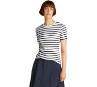 Tommy Hilfiger Women’s Short Sleeve Round Neck Slim Cody T-Shirt, Multicolor (Breton Dark Night Navy STP), S