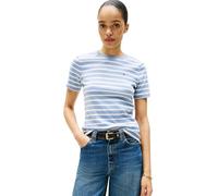 Tommy Hilfiger Women’s Short Sleeve Round Neck Slim Cody T-Shirt, Multicolor (Brisk Blue/Ecru STP), M