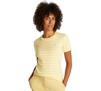 Tommy Hilfiger Women’s Short Sleeve Round Neck Slim Cody T-Shirt, Multicolor (Citronella/Ecru STP), XS