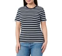 Tommy Hilfiger Women’s Short Sleeve Round Neck Slim Cody T-Shirt, Multicolor (Dark Night Navy/Ecru STP), L