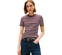 Tommy Hilfiger Women’s Short Sleeve Round Neck Slim Cody T-Shirt, Multicolor (Deep Burgundy/Ecru STP), XL