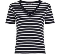 Tommy Hilfiger Slim V-Neck T-Shirt, Blue, Size Xxl = Uk 16, Women Blue