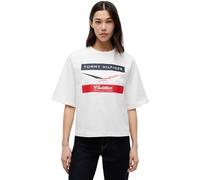 Tommy Hilfiger Women’s Short Sleeve T-Shirt TH X Cadillac F1 Chevron Boxy Fit, White (White), S
