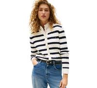 Tommy Hilfiger Women’s Slim Fit Cable Knit Cardigan, Multicolor (Ivory Silk/Dark Night Navy STP), L