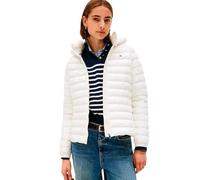 Tommy Hilfiger Women’s Slim Quilted Jacket with Hood, White (Ivory Silk), XXXL