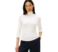 Tommy Hilfiger Women’s Slim Rib Knit Roll Neck Jumper, White (Ivory Silk), M